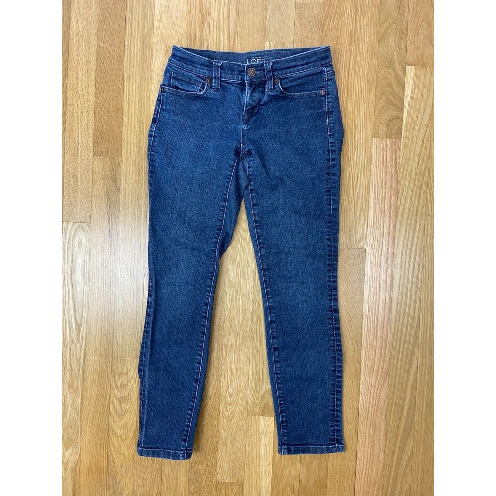 LOFT Women's Size 25/0 Petite Modern Skinny Dark Wash Stretch Denim Jeans